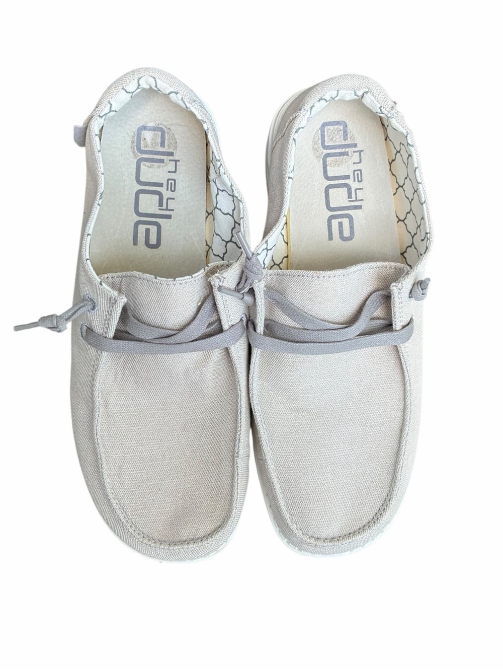Hey Dude Women's Light Grey Canvas Slip-On Loafers sz8
